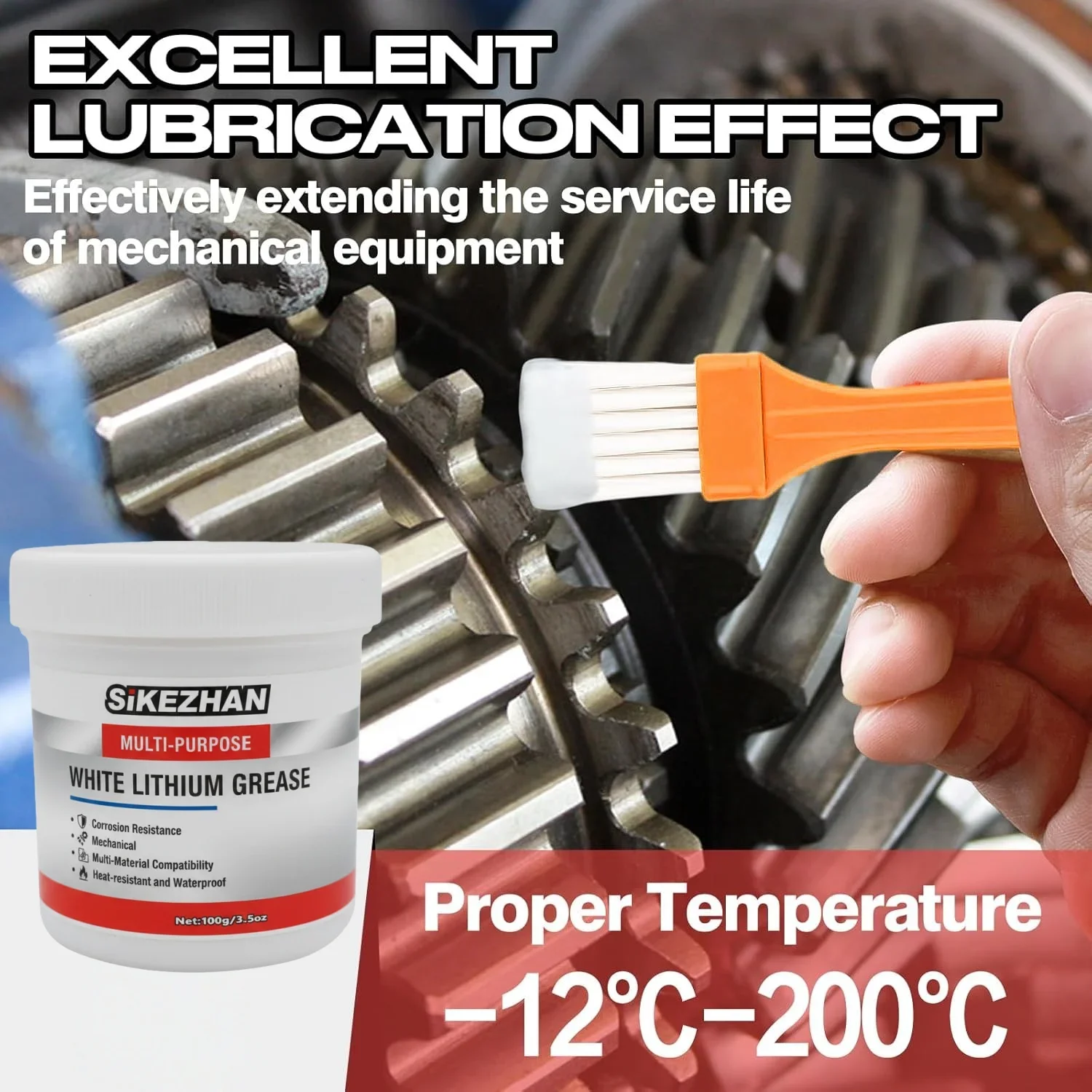 

SIKEZHAN Multi-Purpose White Lithium Grease by SIKEZHAN, Lubricant with Brush for Garage Doors, Bearings & Automotive