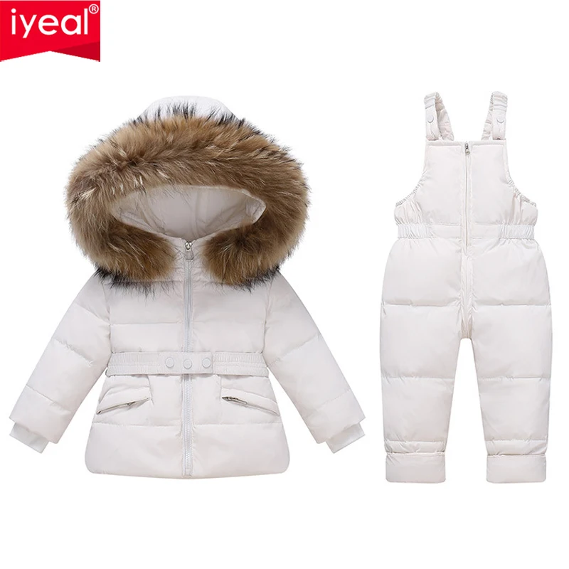 

IYEAL Winter New Children's Down Jacket Suit 1-5 Years Thickened Warm Ski Suit Two-Piece Suit New Baby Snowsuit Overalls