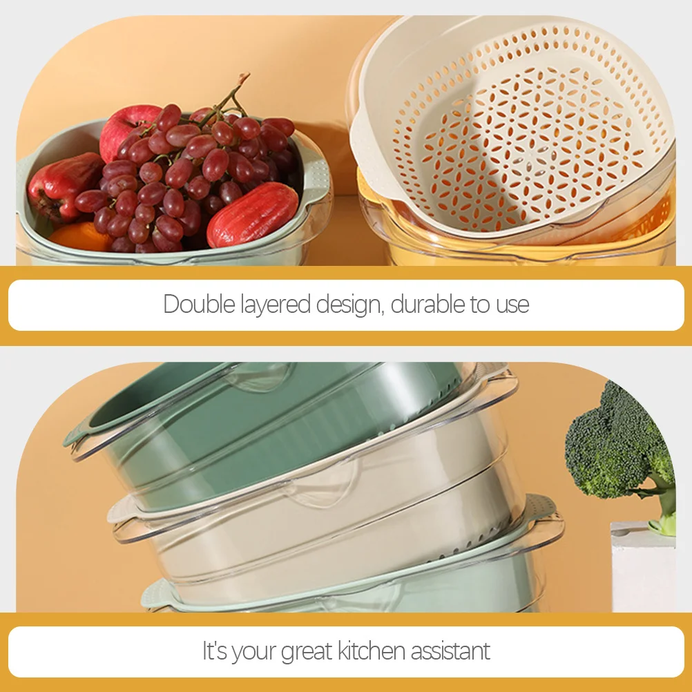 

Kitchen Colander Bowl with Drainage Mesh Strainer for Washing Fruits Vegetables Soaking Rinsing Food Preparation Utility Basket