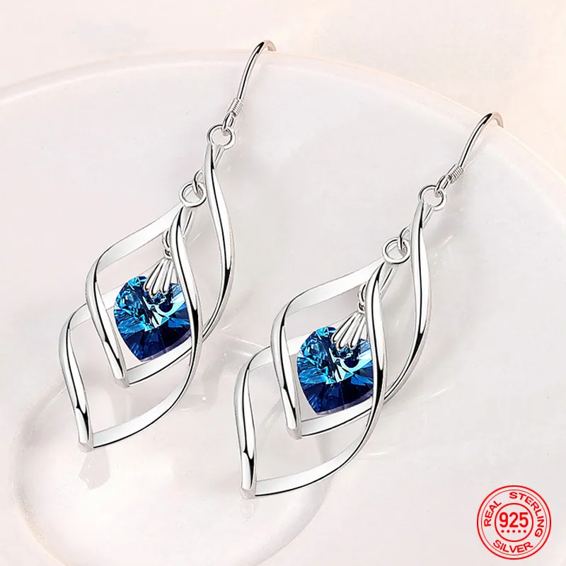 Boucles d'oreilles pendantes en argent Sterling 925 pour femmes, bijoux longs en cristal, breloques pour fête de mariage, cadeau, nouvelle collection