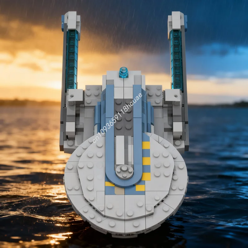 

398 деталей MOC Конструктор «Космический корабль класса «Экселсиор» (эпоха Анаксагора)», развивающая игрушка, архитектурный конструктор, идея для рождественского подарка