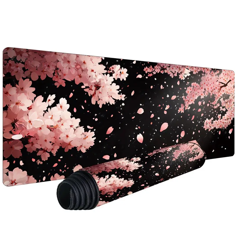 

Japanese style Gaming Mouse Pad Pink Sakura Mousepads Black White Large Desk Mat Art Mousepas New Office Laptop Gamer Rugs