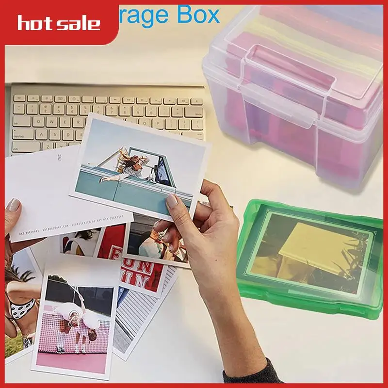 

A57M-1 PCS Photo Storage Box Photo Organizer Picture Storage Containers Multicolor Plastic Photo Craft Keeper Case 5X7 Inch