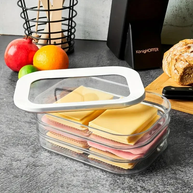 

3 Layer Meat Container for Fridge Stackable Bacon Cheese Refrigerator Food Storage Boxes with Lid Cold Cuts Meal Prep Containers
