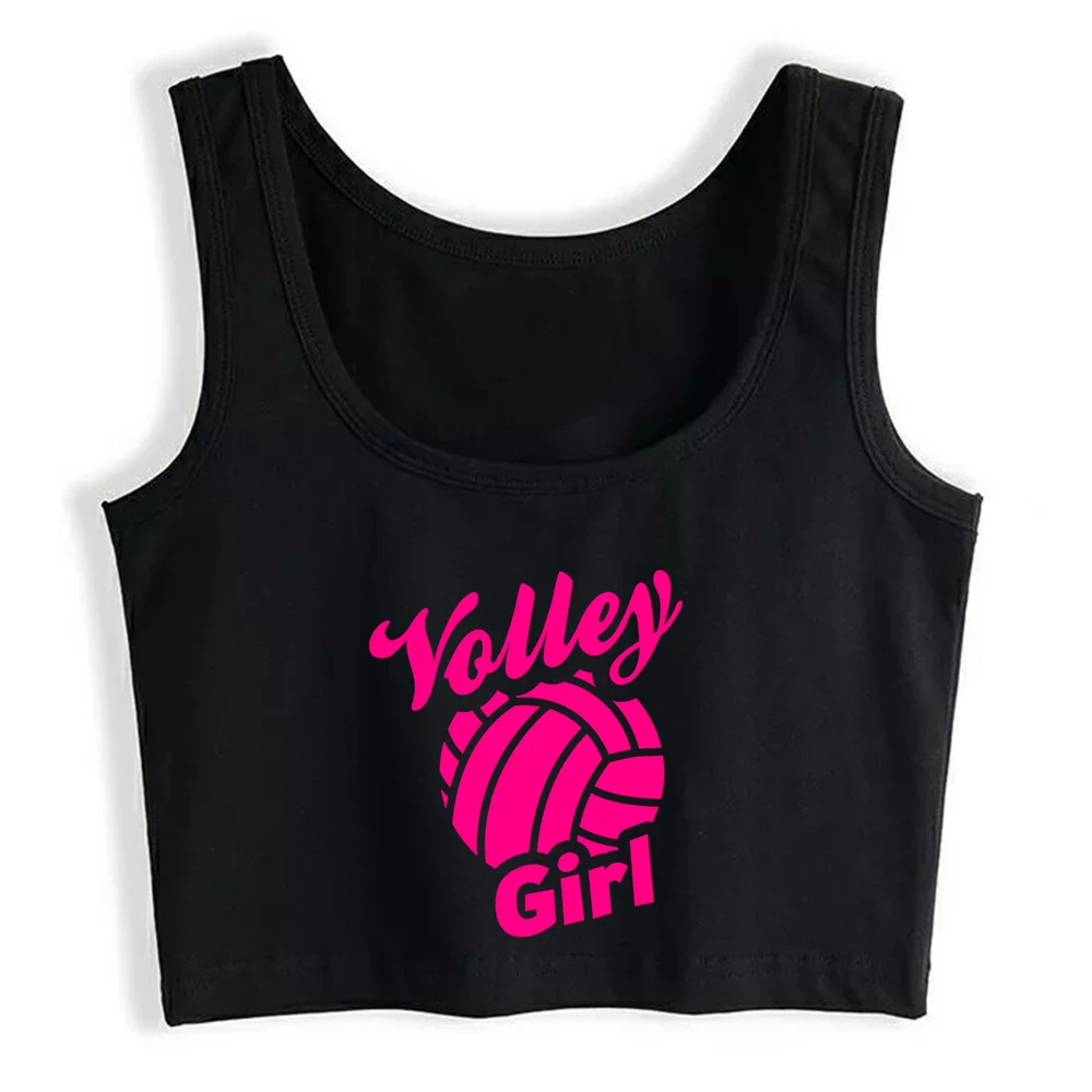 Volley Girl Graphics Design Sexy Crop Top Volleyball Player Sports Fitness Training Tank Top Stadium Workout Cotton Camisole