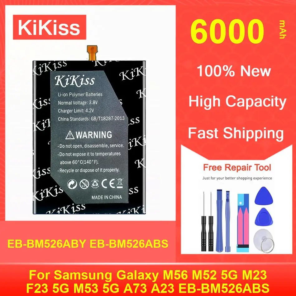 

Литиевая батарея 6000 мАч EB-BM526ABY EB-BM526ABS для Samsung Galaxy M56 M52 5G M23 F23 M53 A73 A23 M33