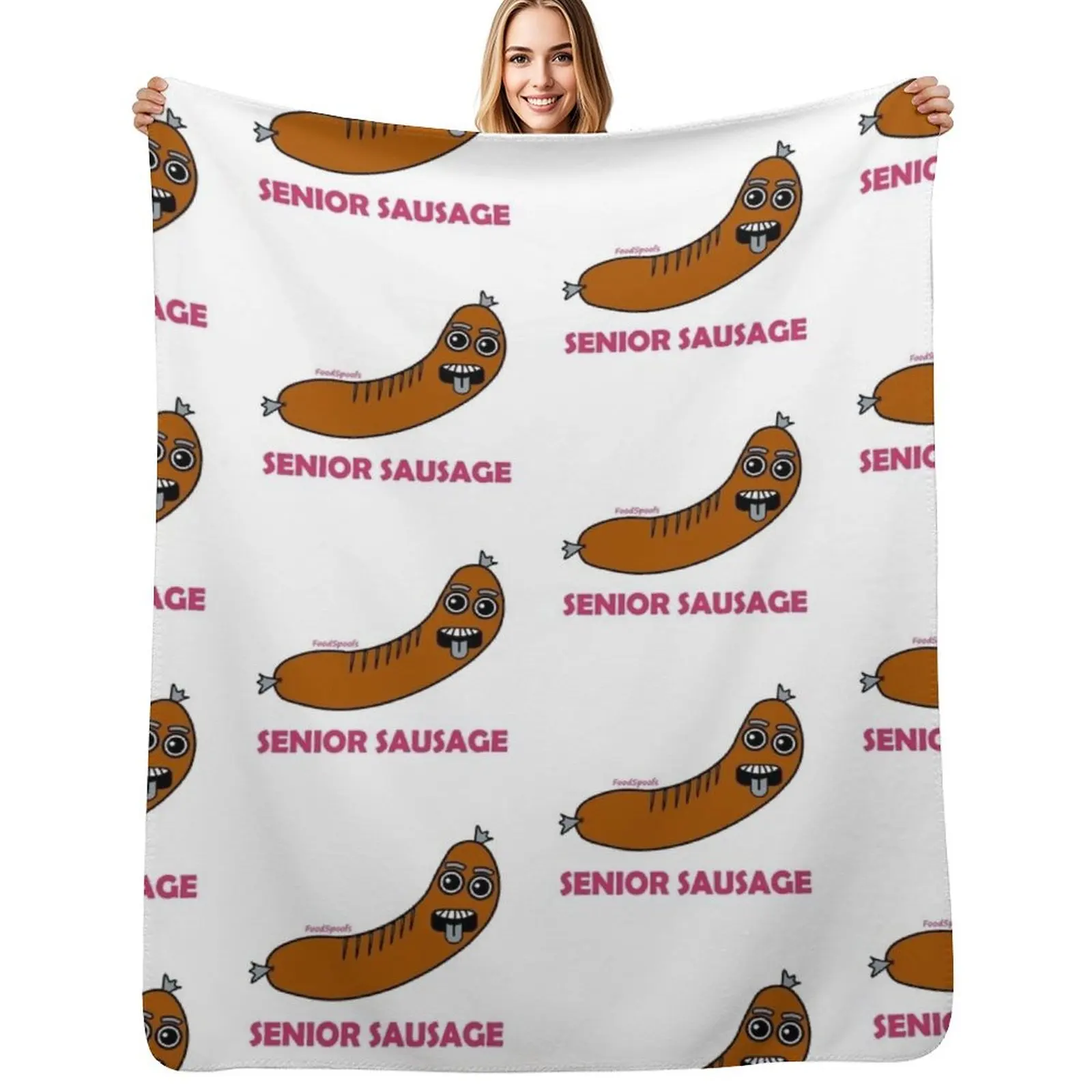 Senior Sausage Throw Blanket Cute Plaid cosplay anime Soft Beds blankets and throws Softest Travel Blankets