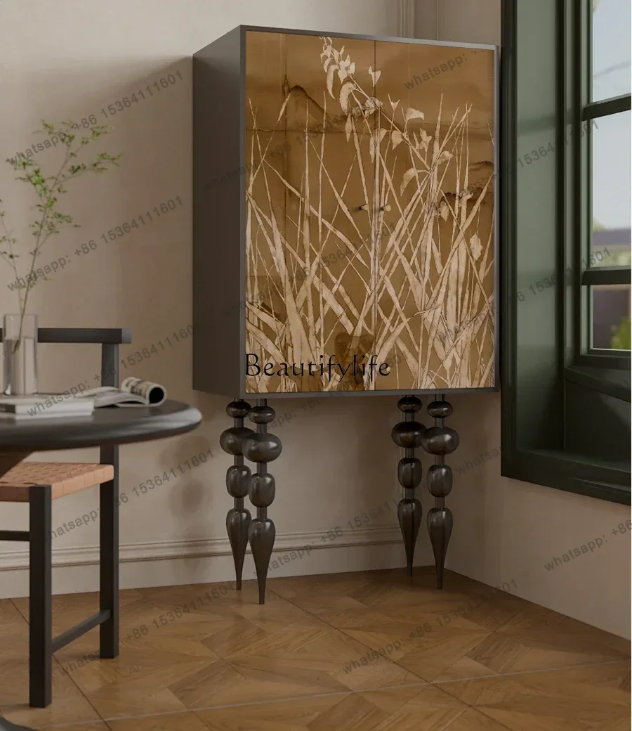 Customization French Medieval Solid Wood Living Room Chest Cabinet Room Storage Locker Wall Tall Cabinet