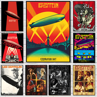 Band L-Led Cool Z-Zeppelin Poster Waterproof Wall Art High Quality Print Movie Posters For Living Bedroom Retro Room Decor Gift