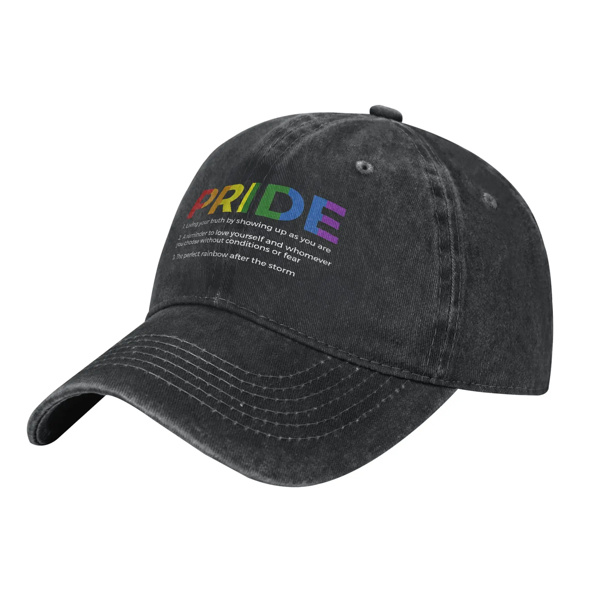 Rainbow LGBT Pride Gay Rights Baseball Cap Distressed Denim Washed LGBTQ Pride Snapback Hat Men Women Outdoor Summer Hats Cap