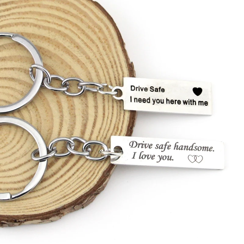 Drive Safe I Need You Here With Me Keychain Bag Accessories Cute Lovely Pendants Key Ring For Women Girls Gifts