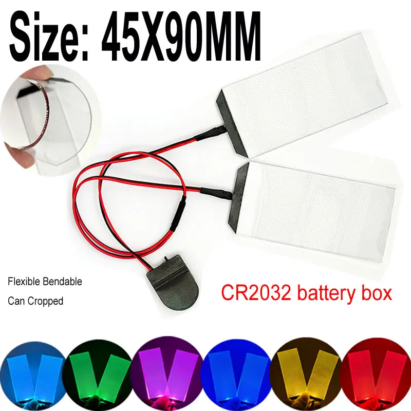 Kit de luz Led Flexible para Halloween, máscara de casco de Cosplay, accesorios de bricolaje, caja de batería CR2032, 45x90mm