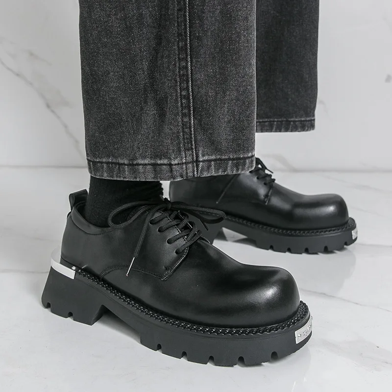 

Fashion Classic Thick Sole Men's Penny Loafers Designer Business Dress Shoes Gentleman Metal Buckle Formal Black Business Shoes