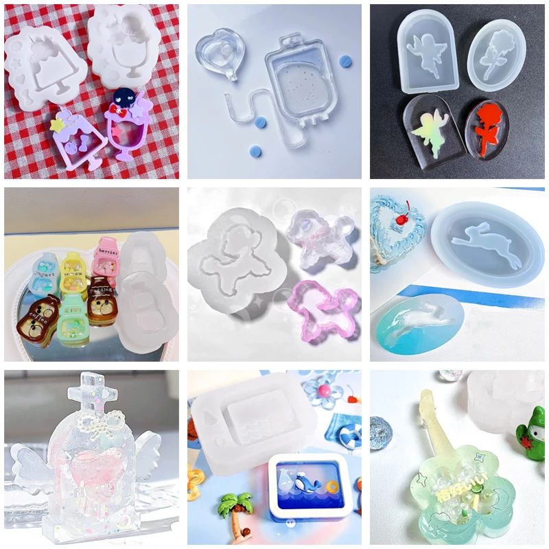 Silicone Quicksand Shaker Mold Love-heart Wing Tombstone Epoxy DIY Resin Art Molds Jewelry Pendant Resin Craft Casting Tool