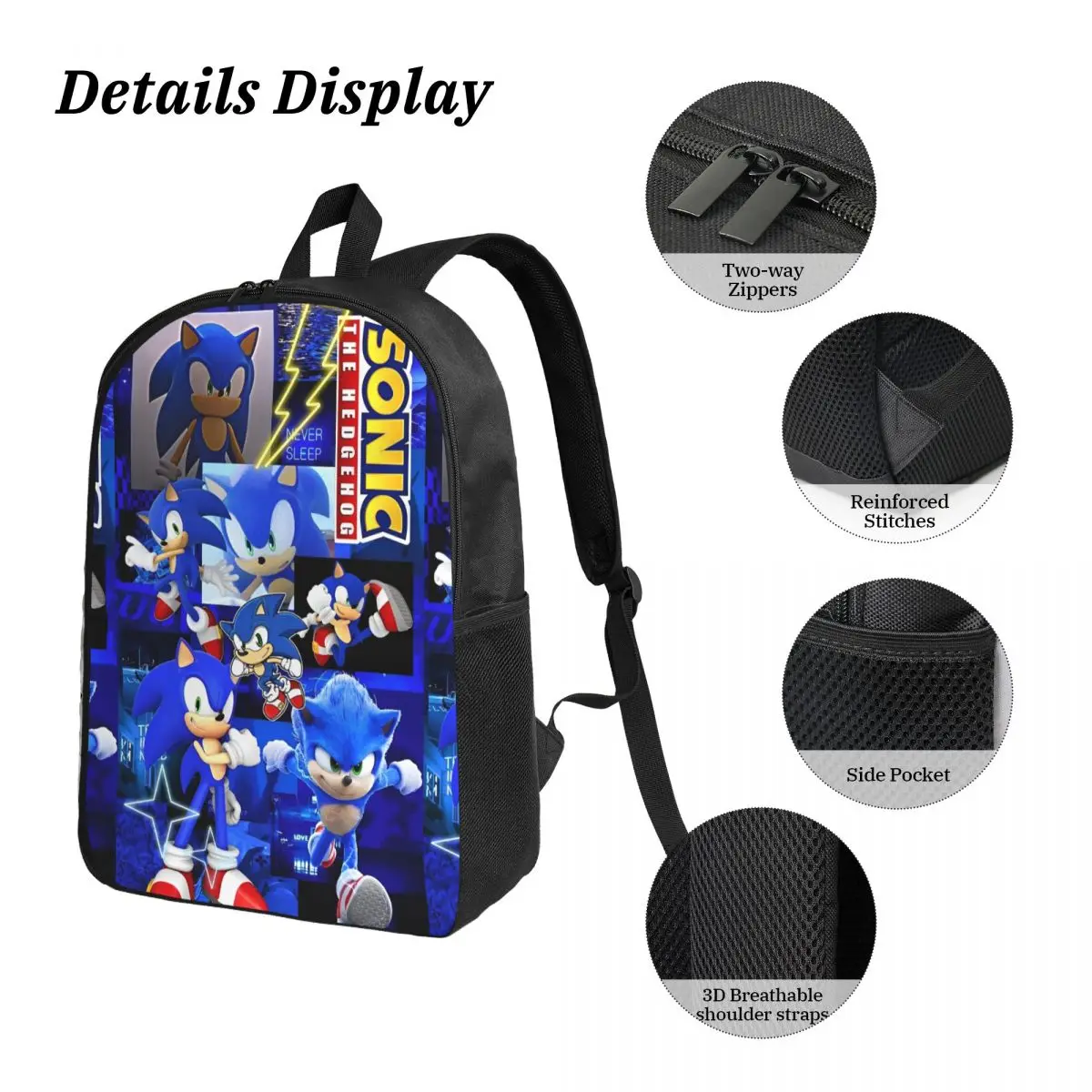 سونيس 3 قطعة/المجموعة حقيبة الظهر للطلاب Sonices الكرتون المدرسة الثانوية حقيبة الكتف حقيبة الغداء مقلمة #4