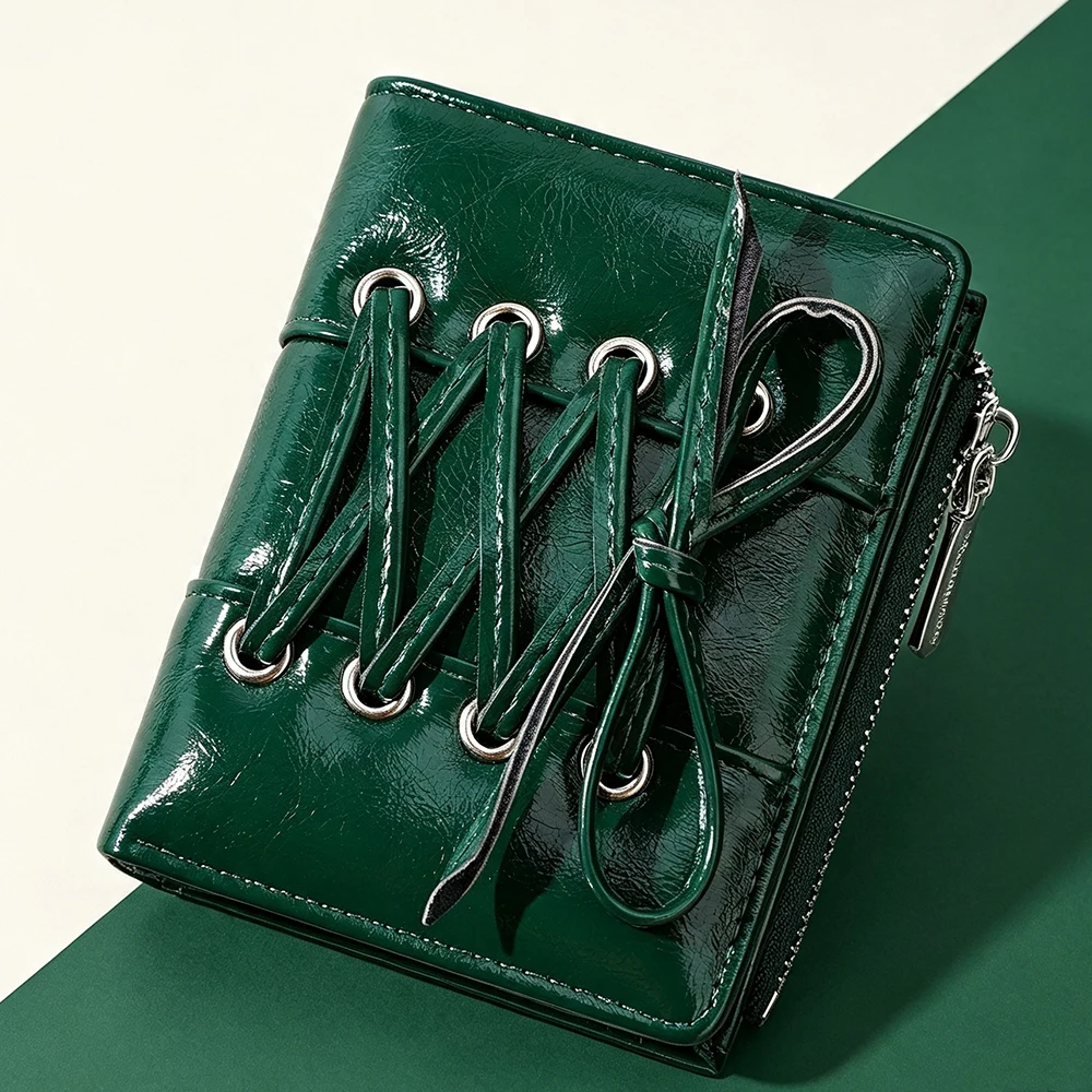 New Short Women Wallets High Quality Simple Card Clips Zipper Female Coin Purses Ladies Strap Design Wallet