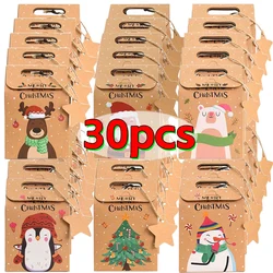 1/30pcs Merry Christmas Kraft Paper Gift Boxes DIY Candy Cookies Packing Bags Snow Xmas Tree New Year Party Home Decoration
