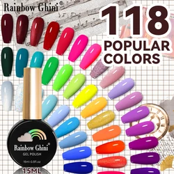 RG 15ml HEMA TPO Free Gel Nail Polish Neon Glitter Gel Polish Manicure Base Top Coat UV LED Gel Semi-permanent Enamels For Nails
