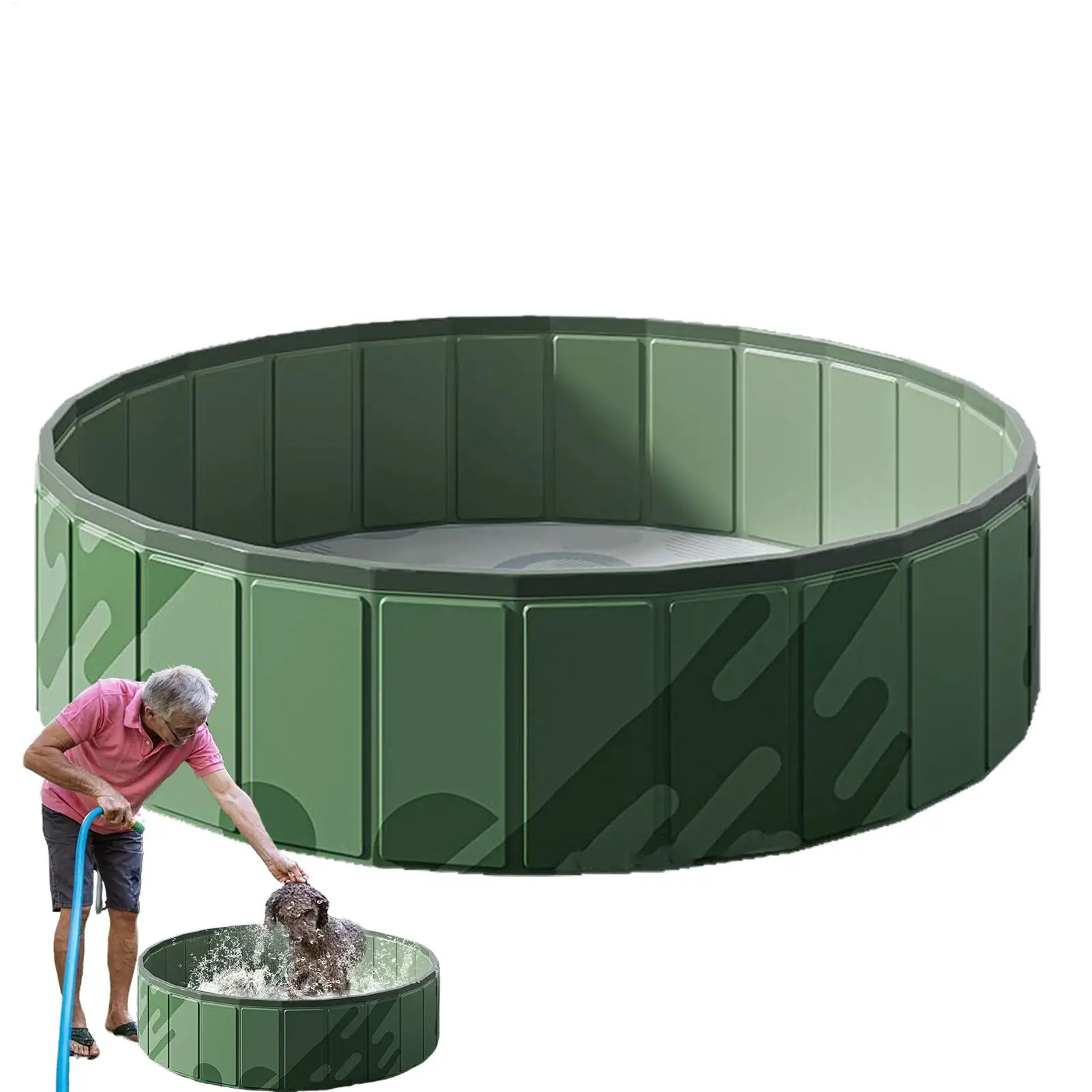 Piscina para perros, piscina plegable para mascotas, bañera para perros, piscina plegable para interiores y exteriores con instalación rápida y orificios de drenaje