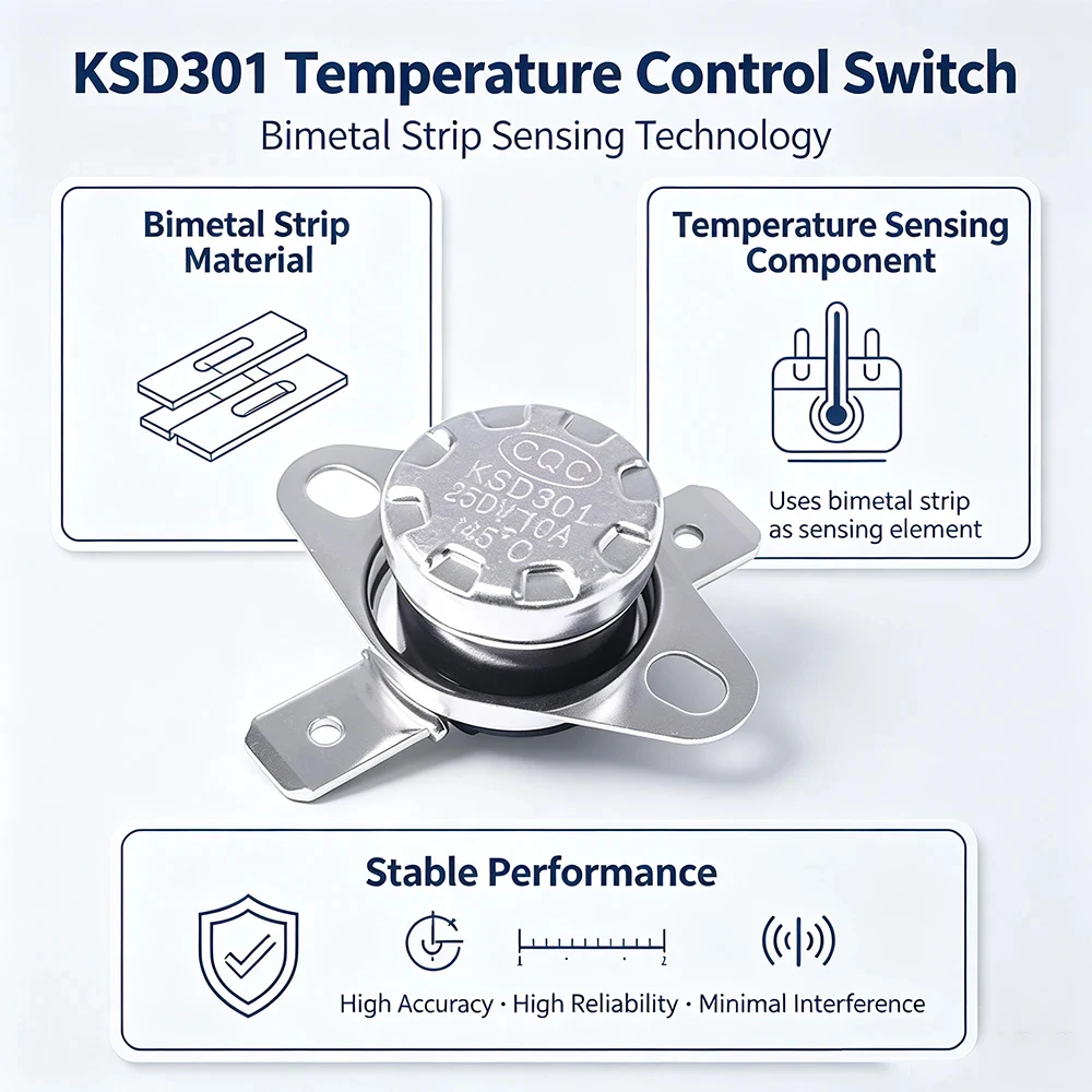 20PCS 10A 250V KSD301 Normalerweise Geschlossen NC Temperatur Schalter Thermostat 40 45 55 60 65 75 85 90 100 110 120 135 140 150 – Detail 9