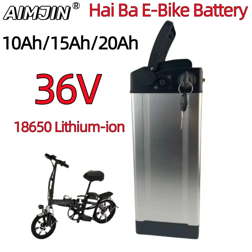 

New 36V Portable Haiba Battery 10Ah 15Ah 20Ah, Suitable for High-power 500W Lithium Aluminum Shell of Bicycle