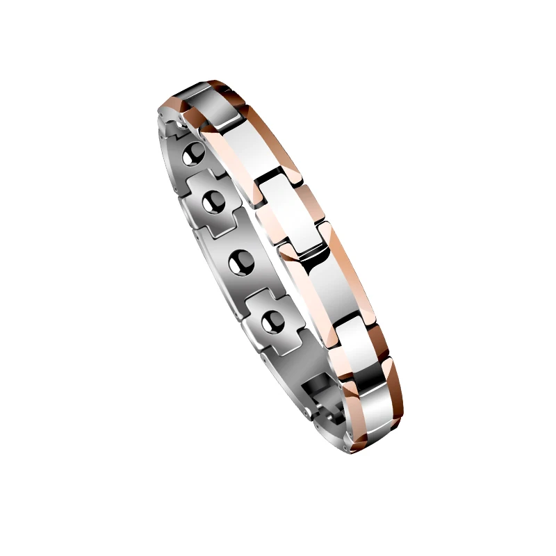 Imagem -02 - Pulseiras de Carboneto de Tungstênio Personalizadas para Homens e Mulheres Ouro Rosa com Pedras Magnéticas Comprimento 22cm mm 10 mm Largura Presente