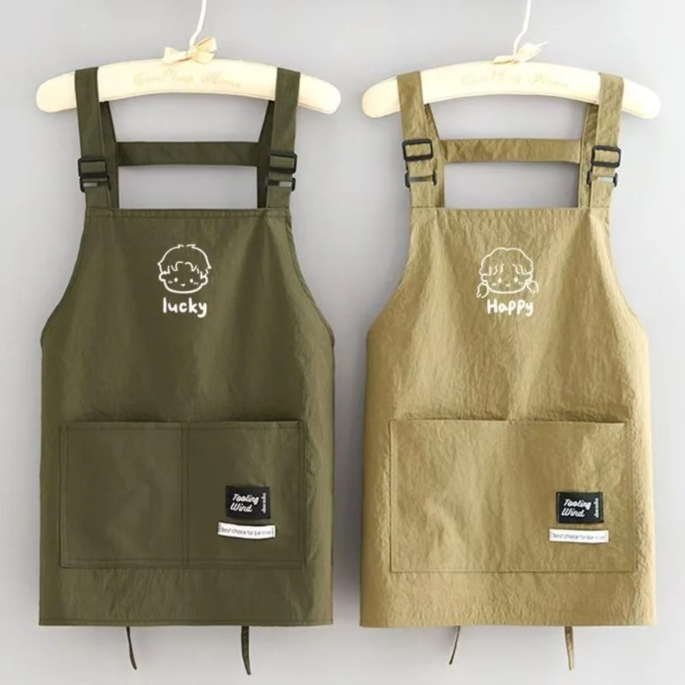 Cute Cartoon Kitch Apron Waterproof Anti-fouling Cooking Smock Sleeveless Breathable Cooking Baking Bibs for Home Kitchen