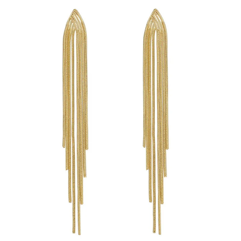 New Luxury Long Tassel Clip on Earrings for Women Bridal Earrings Party Wedding Ear Clips Jewelry Gifts