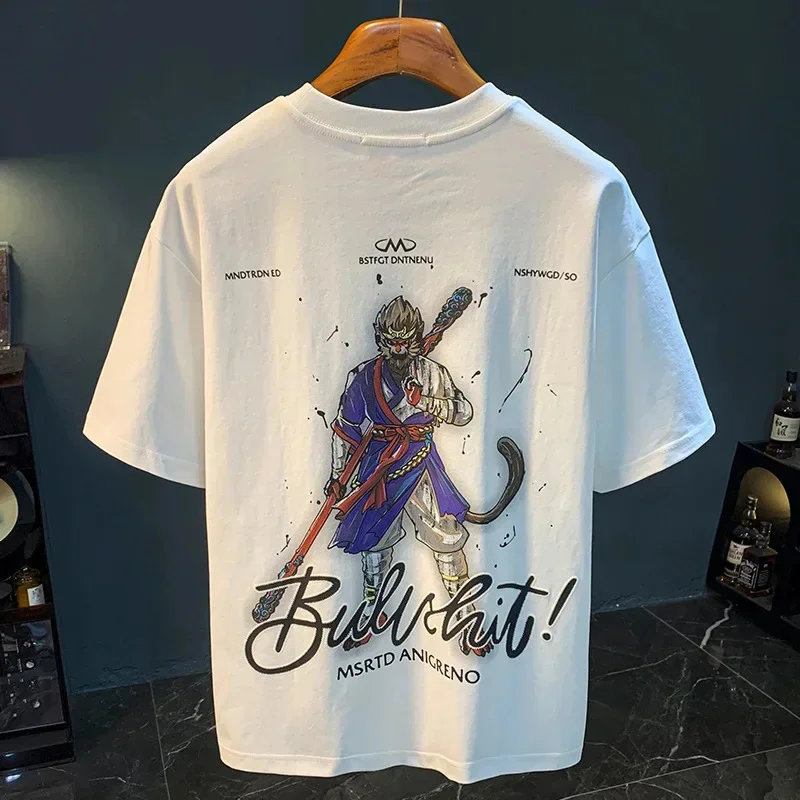 High end T-shirt men's summer 2026 thin fashion trend embroidered printed short sleeved round neck tops