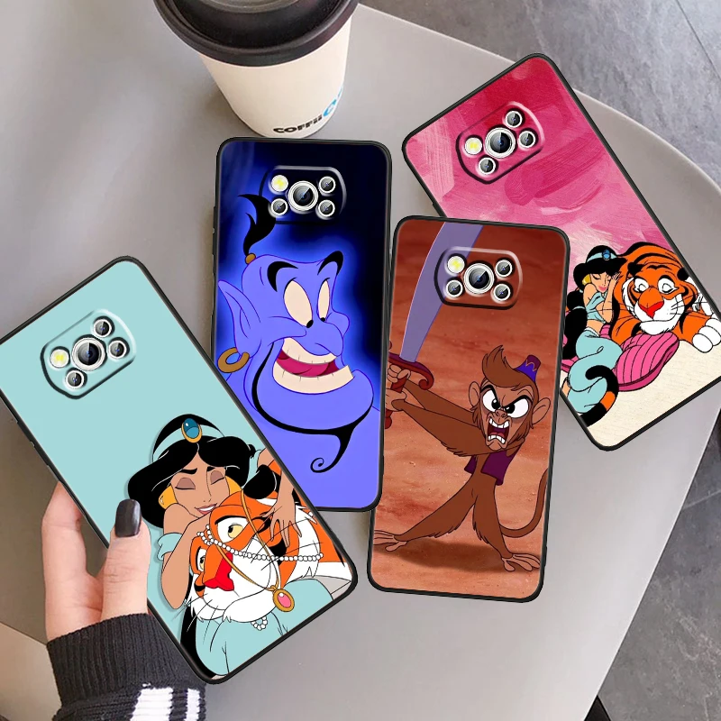 Disney's Aladdin Disney Art For Xiaomi Mi Poco F5 F4 F3 X6 X5 X4 X3 M6 M5 M5S M4 M3 C65 Pro GT NFC 5G Black Back Phone Case