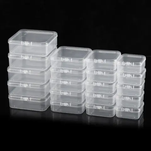 20Pcs Clear Plastic Storage Box Dust-proof Jewelry Ornament Cosmetics Candy Transparent Organizer Multifunctional Portable Boxes