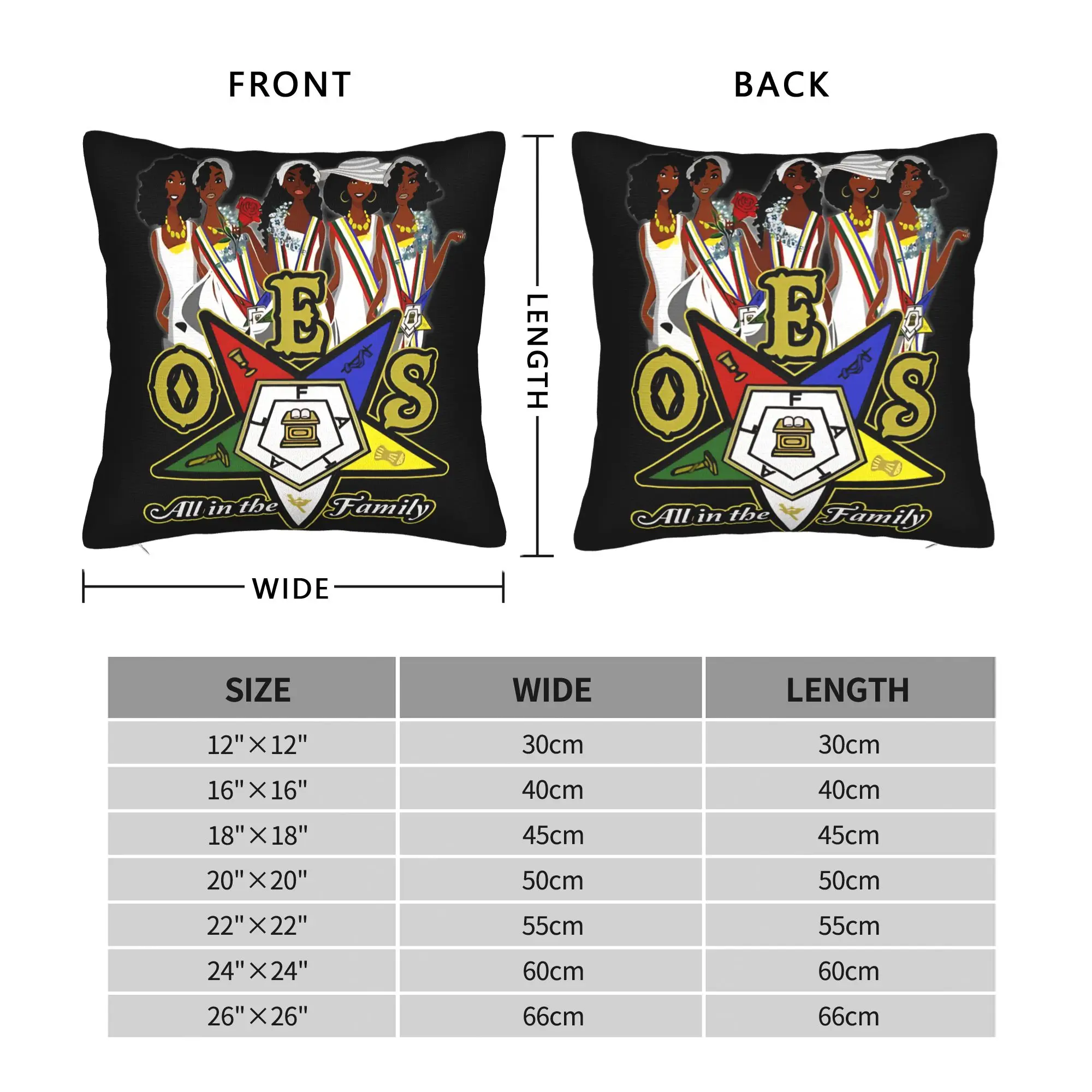 OES Order Of The Eastern Star Logo Sistars All In The Family Freemason Pillow Cover Cushion Cover Pillow Case For Bed Chair
