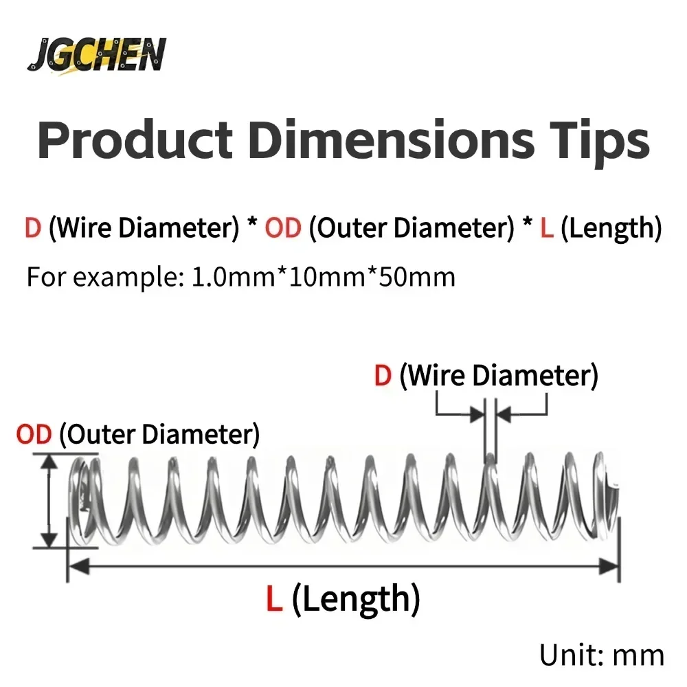 10Pcs 5Pcs 65Mn Wire Diameter 1.2mm Cylindrical Compression Spring High Elasticity Pressure Release Machinery Coil Springs Steel