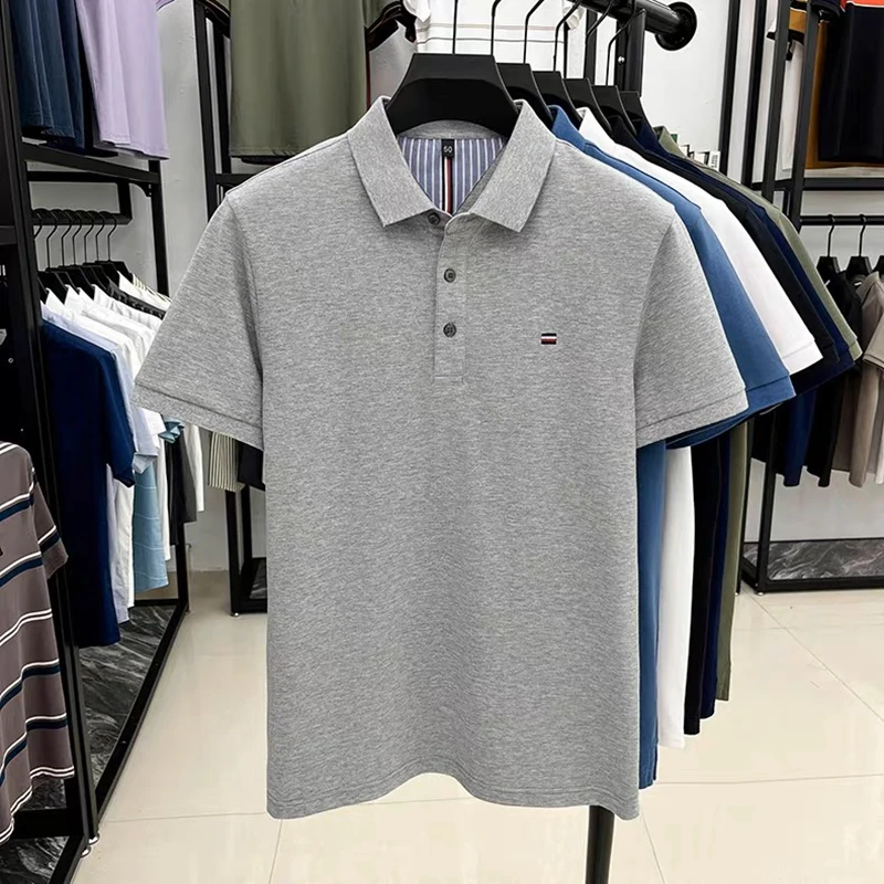 Luxury brand classic embroidered POLO shirt men's short sleeve lapel summer high-quality ice silk breathable casual Paul T-shirt image 6