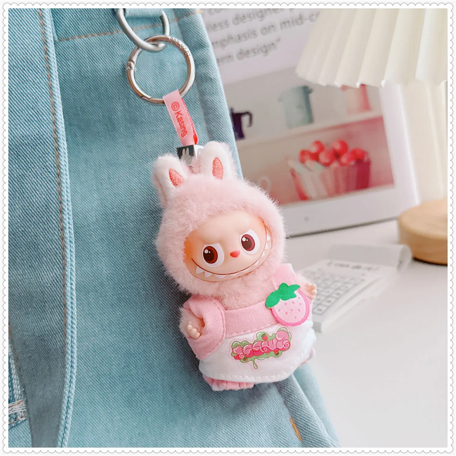 

10cm Labubu 4th Generation 4.0 Doll Clothing Set Pink And Blue Island Party Two-piece Outfit Labubu Doll Party Outfit