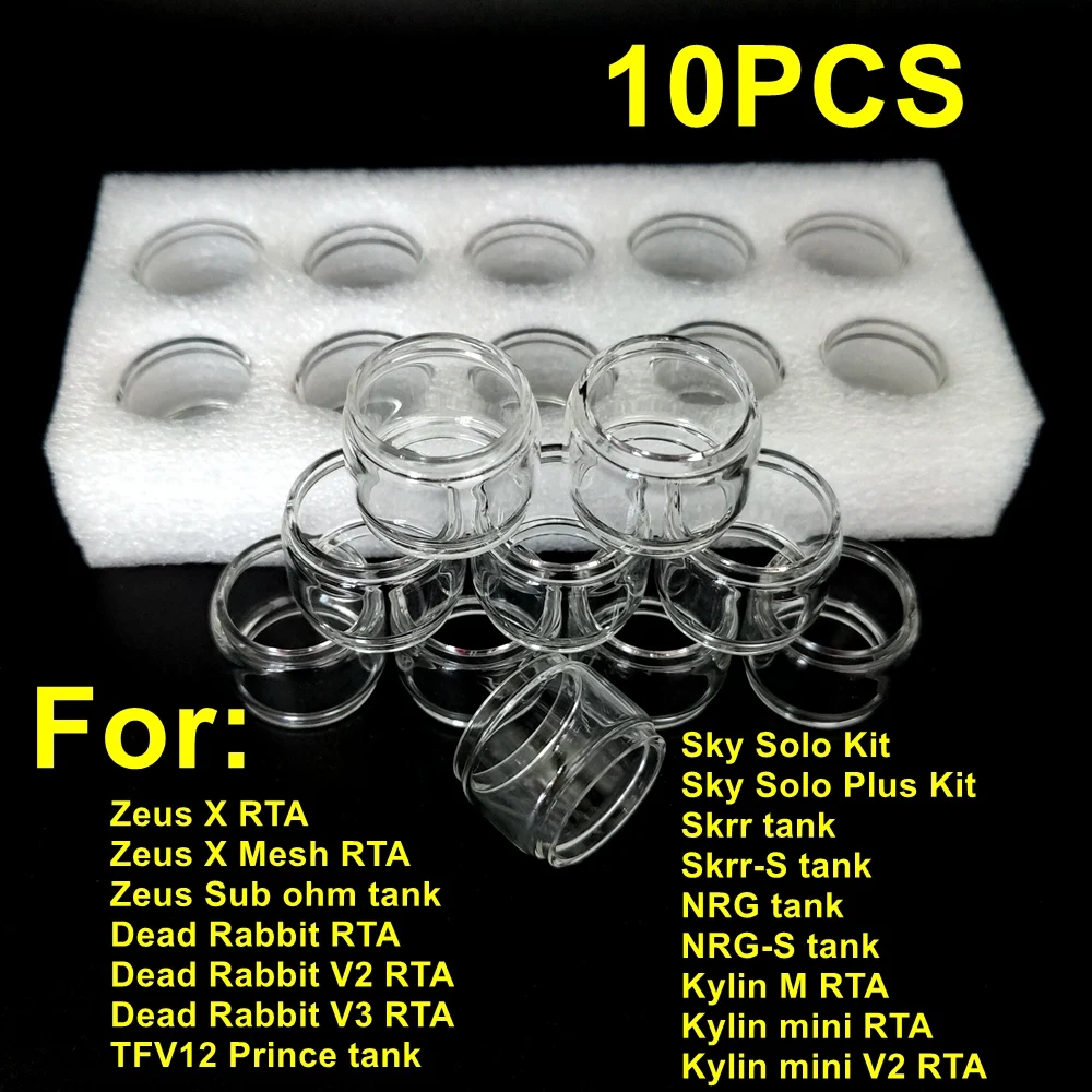 

10pcs/Pack Glass Tube For Zeus X Mesh Subohm Dead Rabbit V2/3 Kylin M Mini V2 Sky Solo Plus SKRR NRG S TFV12 Prince Bubble Glass