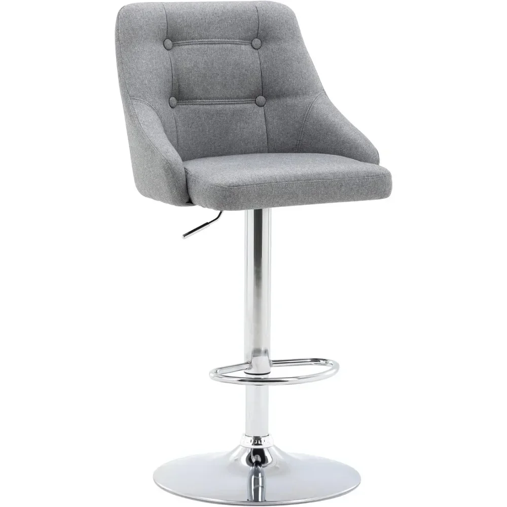 

Upholstered Counter Height Airlift Bar Chair, Swivel Bar Stool with Back, Adjustable Fabric Tufted Barstool