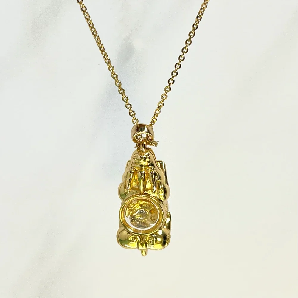 Collana rotante con diamanti intarsiati di ispirazione vintage, gioielli con ciondolo unisex per la decorazione