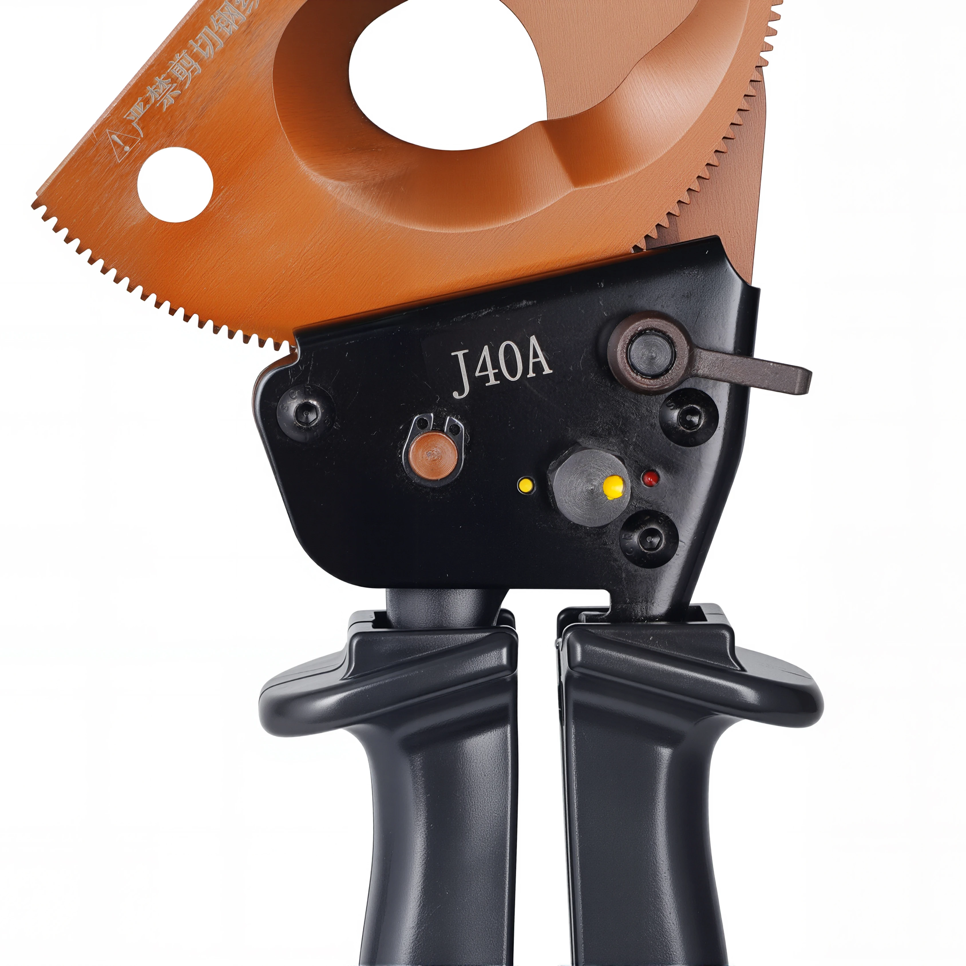 Tesoura manual de corte de cabo tipo catraca blindada de cobre e alumínio com alça curta e uma mão