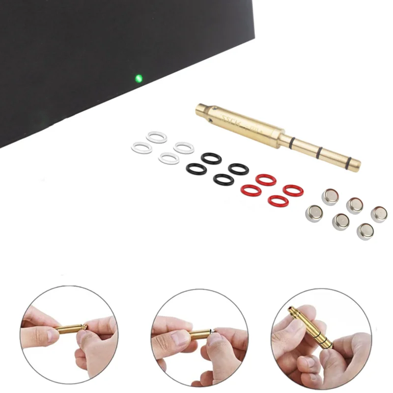 .22lr Boresighter.22LR 38SPL Lazer colimador Cal 177 17 223 9mm Rifle láser escopo con 6 baterías láser verde Boresight