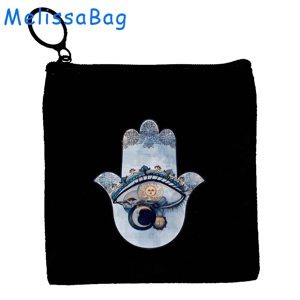 Greek Turkish Colorful Nazar Blue Evil Eye Hamsa Hand Girl Amulet GREECE Canvas Bag Coin Purse Key Case Bag Wallet Zipper Pouch