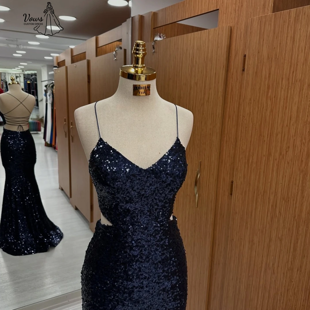 

Vows Custom Made Evening Dresses Woman Elegant Prom Dresses 2025 Fishtail Skirt Sequins Ball Gowns Sling Robe Soiree Gala Dress