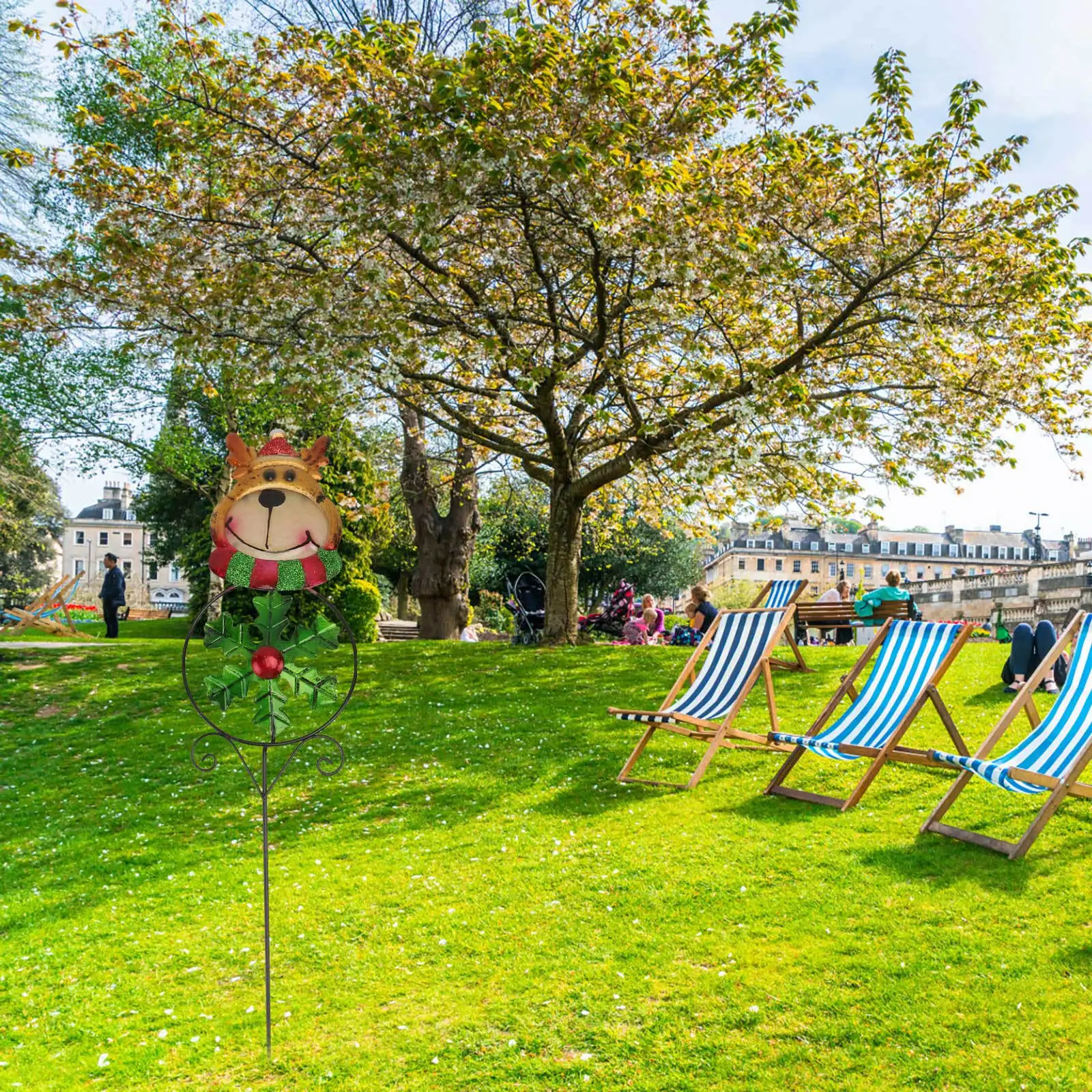 

1Pcs Deer Yard Adornment Iron Pinwheel Christmas Decorative Iron Windmill Outdoor Lawn Ornament Festival Prop Christmas Decor