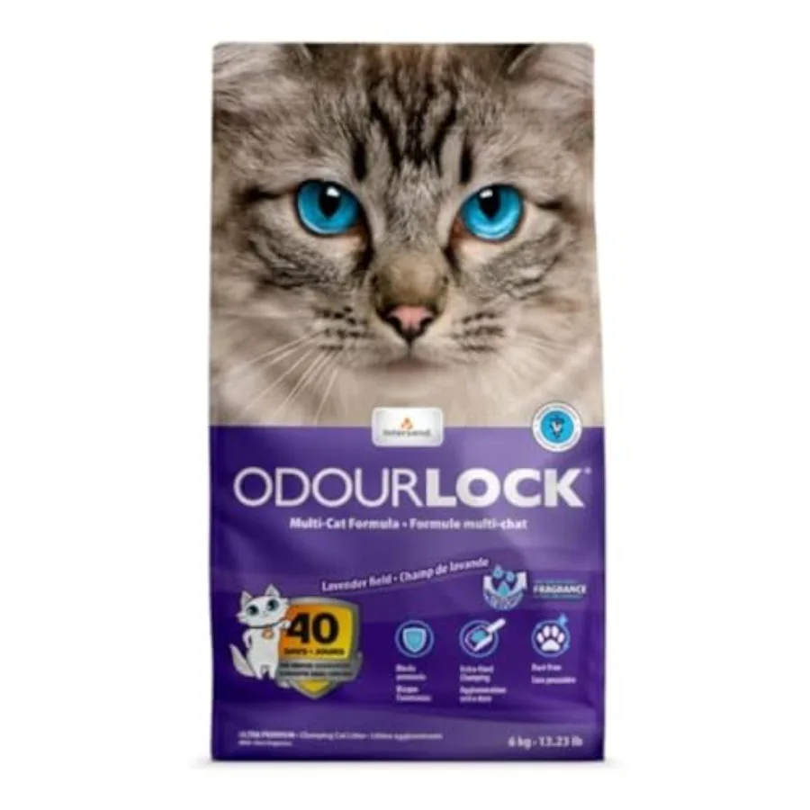 

Odour Lock Lavender Field Cat Litter 6kg Natural Lavender Scented Biodegradable Clumping Formula Ideal for Home Use Eco-Friendl