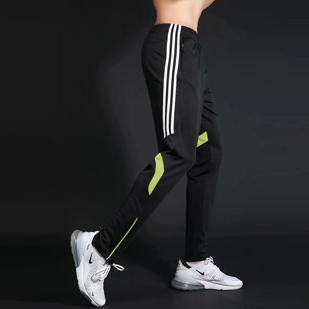 Quick Dry Mens Sports Soccer Football Training Pants With Zipper Pockets Running Jogging Long Pants view 3