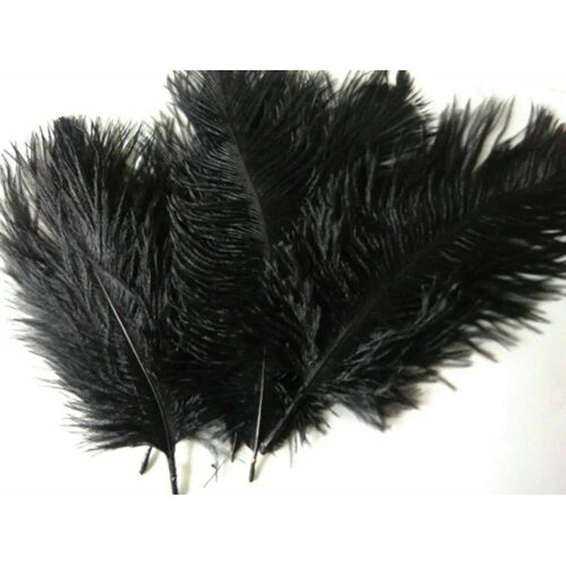 New 10Pcs 15-20cm Ostrich Feathers Plume Craft Centerpiece Wedding Party Decor Black