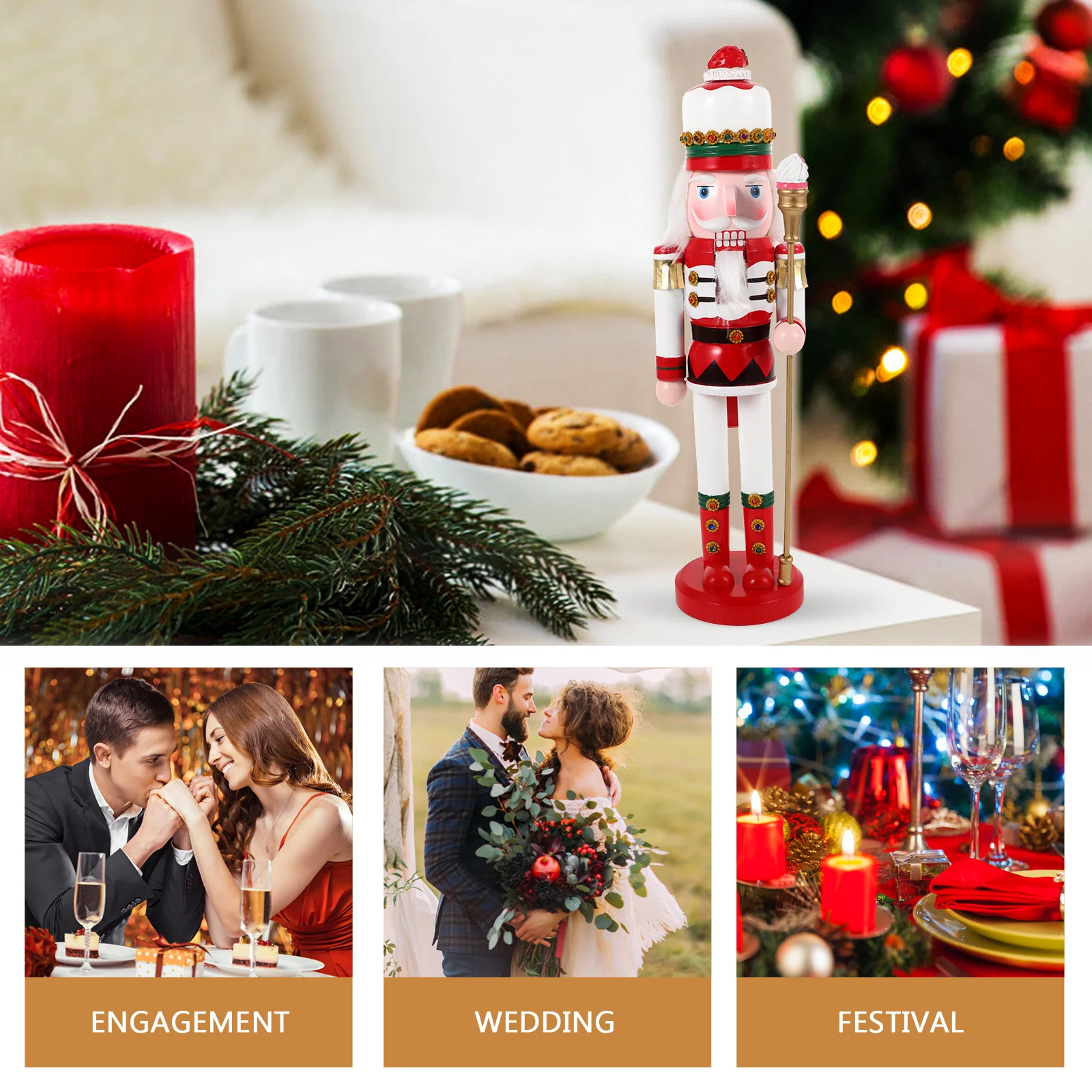 

Wooden Nutcracker Decor Xmas Desktop Ornament Christmas Party Favor Traditional Home Restaurant Decoration