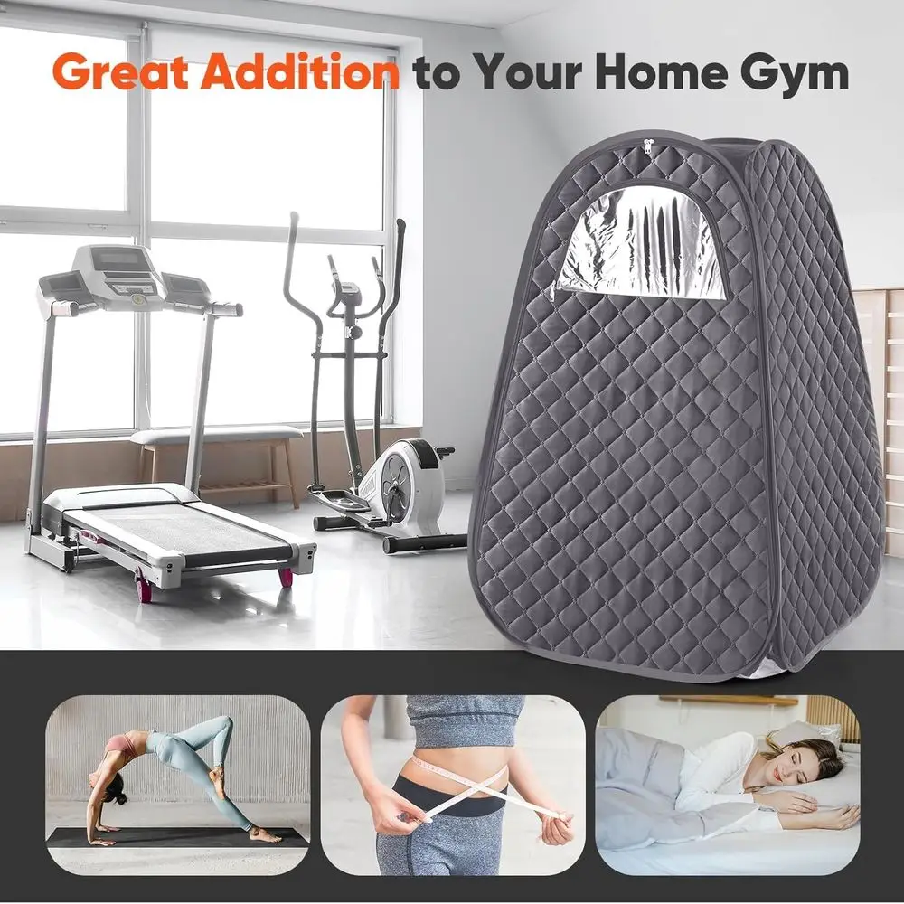 Portable Full-Body Steam Sauna Tent with 2.6L 1000W Generator, 90-Minute Timer, Chair, and Remote Control