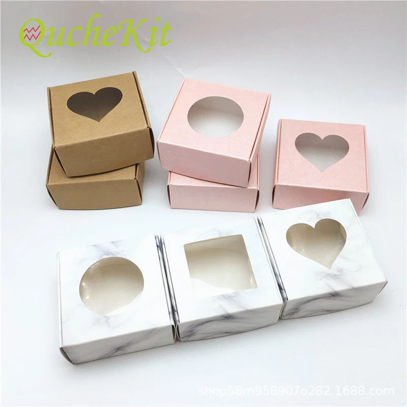 Square Kraft Paper Gift Packaging Box with Window Cardboard Candy Packing Gift Box Wedding Gift Favors Packaging Box Diaplay Box