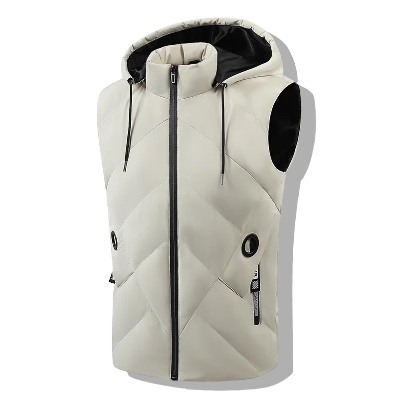 

Winter Men's Puffer Vest with Detachable Hood Thick Warm Jacket Fashion Casual Cotton-Padded Puffer Coat Outwear Men Parkas